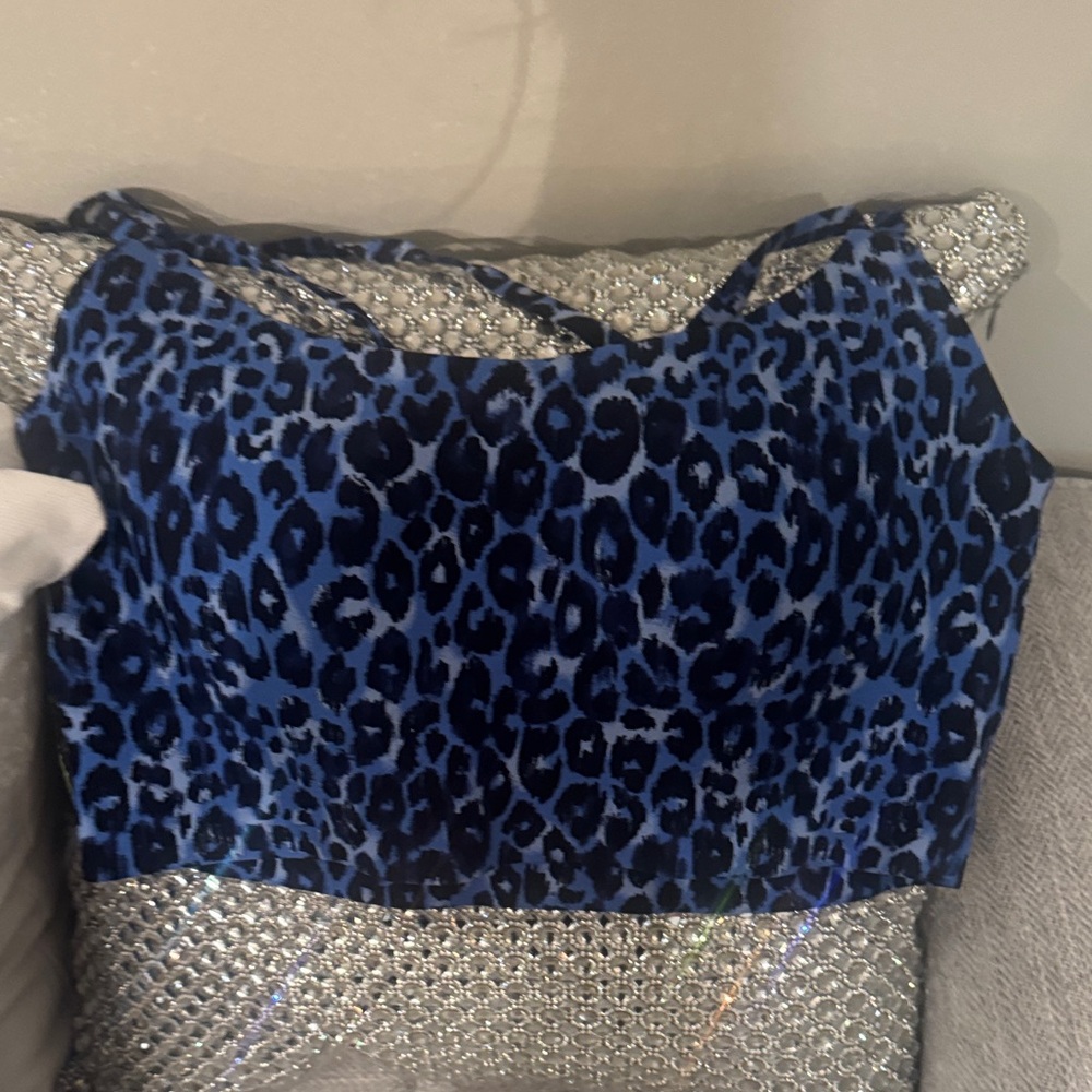 Aerie Blue Leopard Print Leggings - Picture 3 of 4